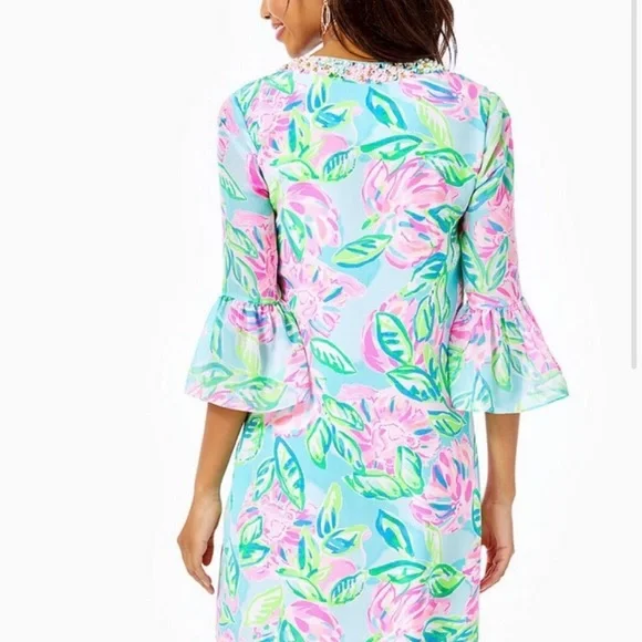 Lilly Pulitzer Eleanor Silk Dress with beaded detail XL - Picture 2 of 6